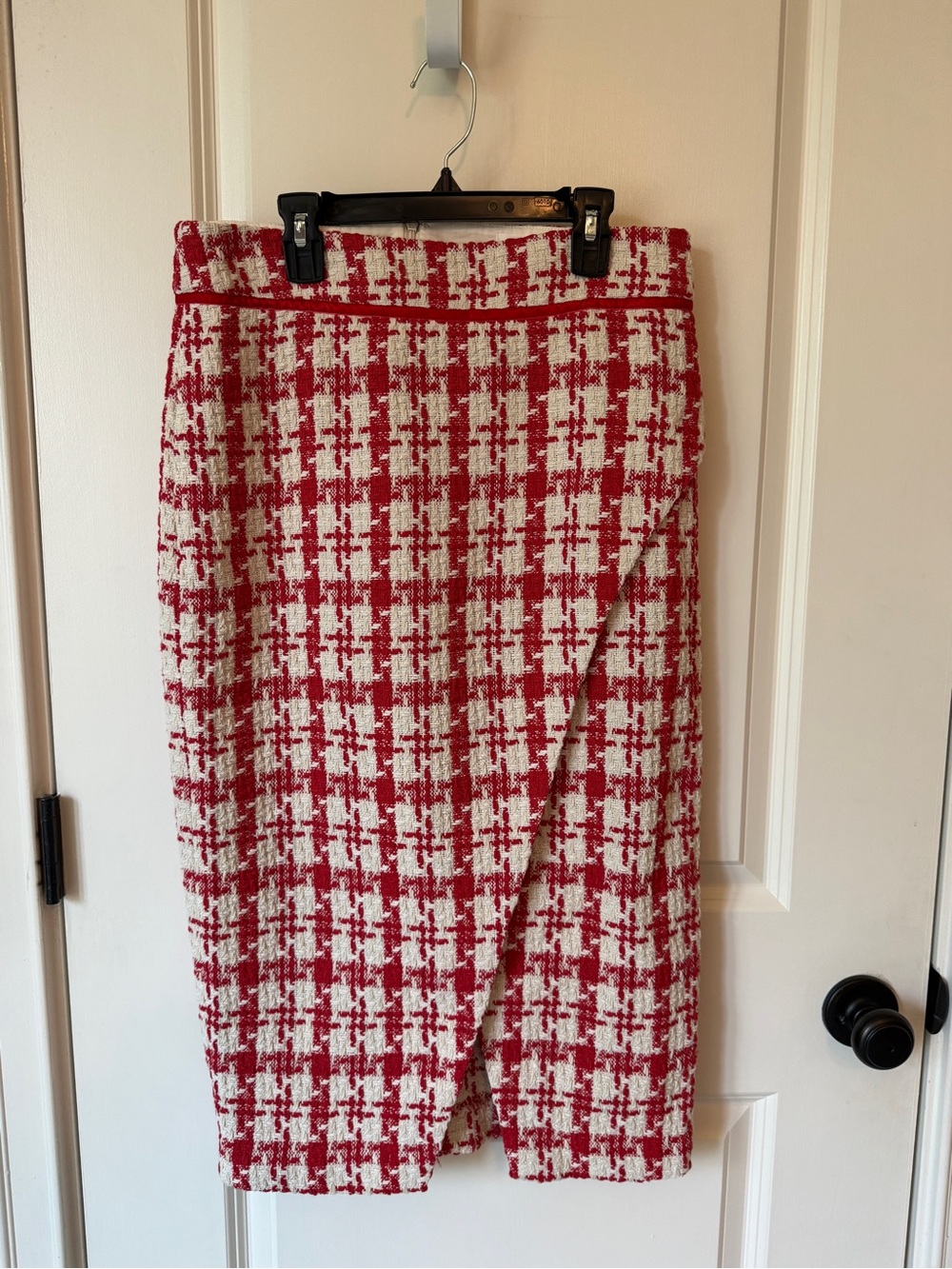 Pomander Place Red and White Tweed Pencil Skirt